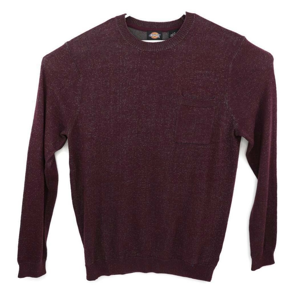 Dickies Mens Sweater Burgundy Marled Long Sleeve C